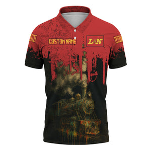 Railspirit Personalized Louisville and Nashville Railroad Polo Shirt Vintage Train Art Style L&N Shirt For Locomotive Fans