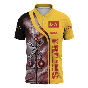 Railspirit Personalized Louisville and Nashville Railroad Polo Shirt Crossing Railroad Sign American Locomotive Train Shirt All Over Print