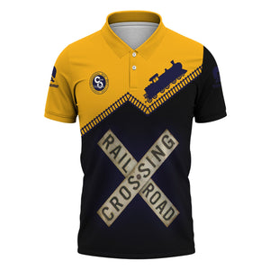 Railspirit Personalized Chesapeake and Ohio Railway Polo Shirt Railroad Crossing Printed Train Track Shirt