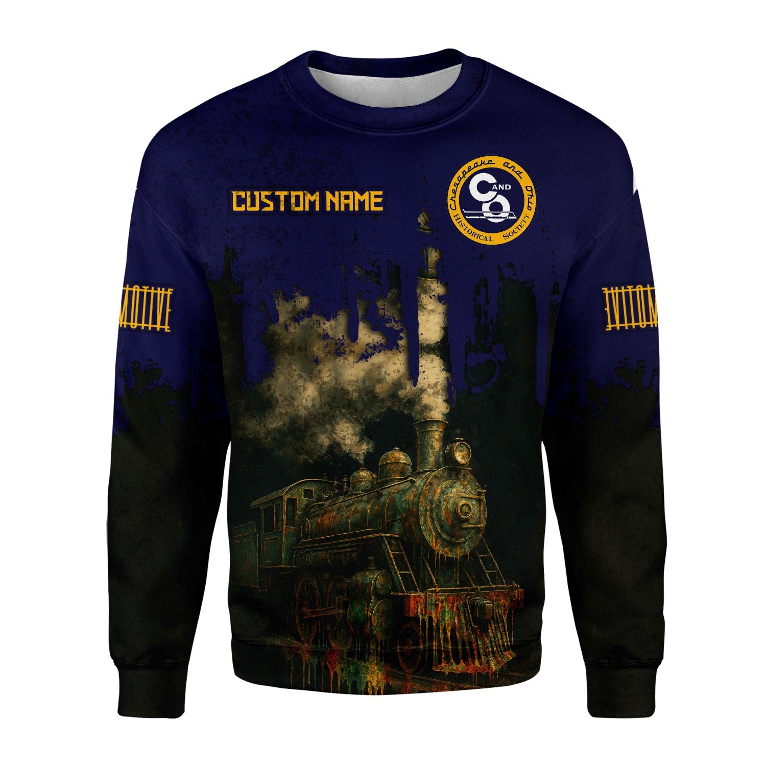 Railspirit Personalized Chesapeake and Ohio Railway Sweatshirt Vintage Train Art Style C&O Shirt For Locomotive Fans