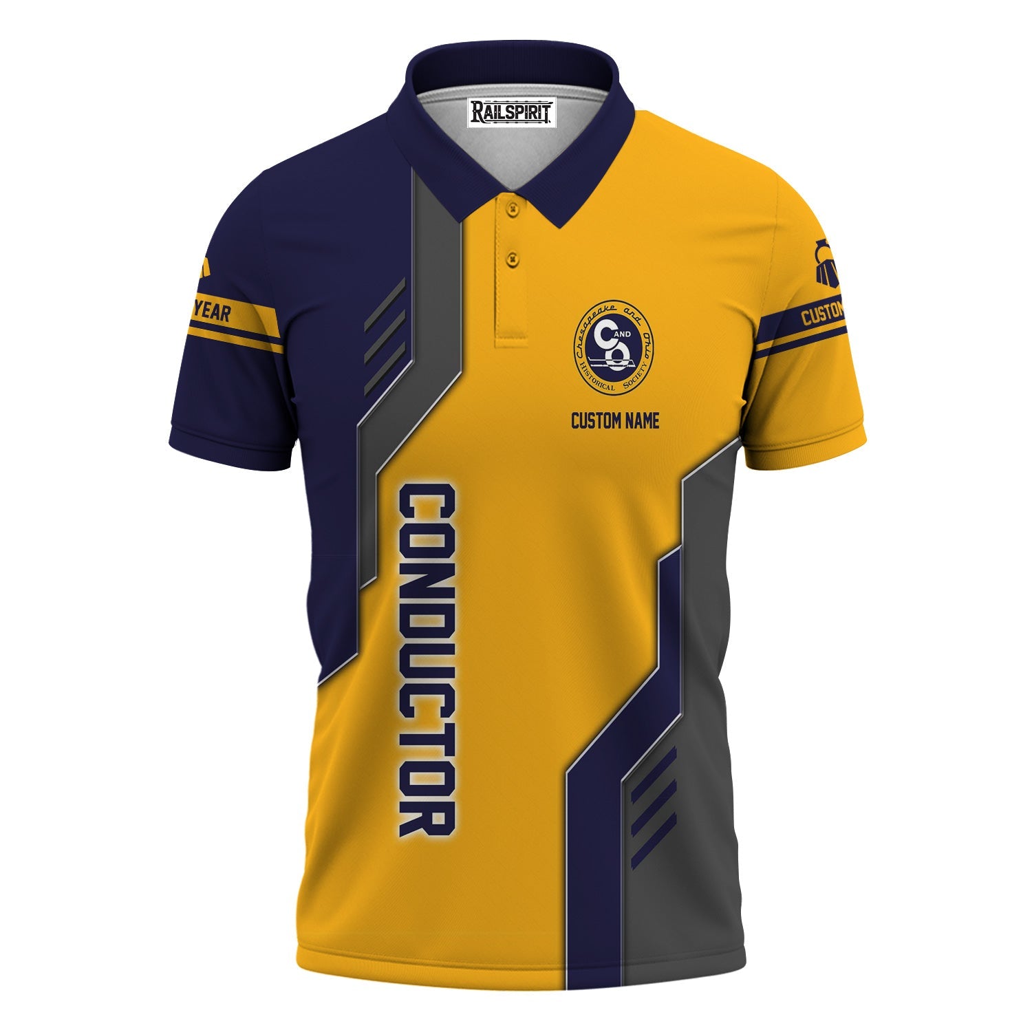 Railspirit Personalized Chesapeake and Ohio Railway Polo Shirt Unique Railway Style with Custom Job C&O Train Shirt