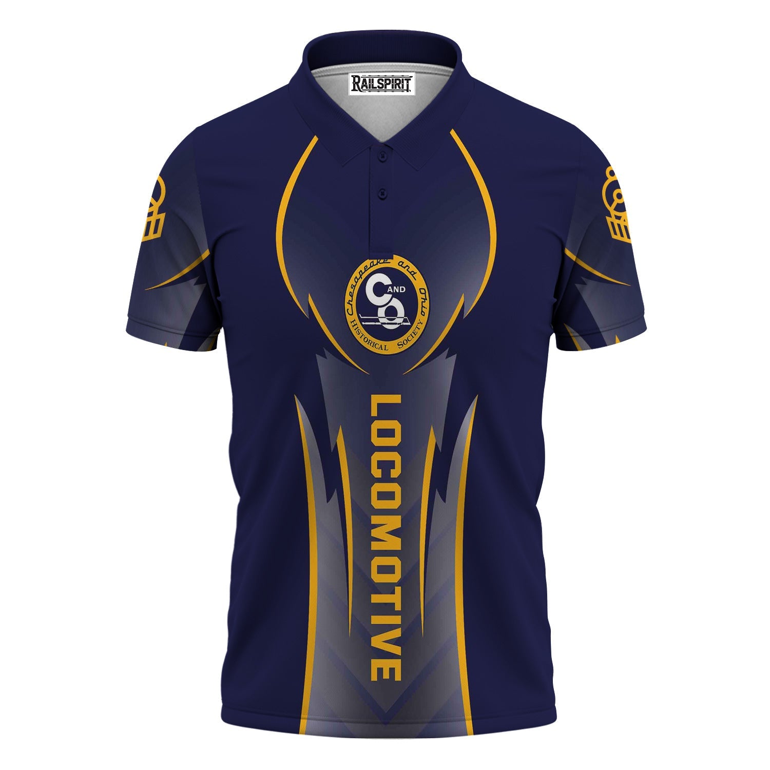 Railspirit Personalized Chesapeake and Ohio Railway Polo Shirt Striking Line Style C&O Train Shirt For Locomotive Lovers