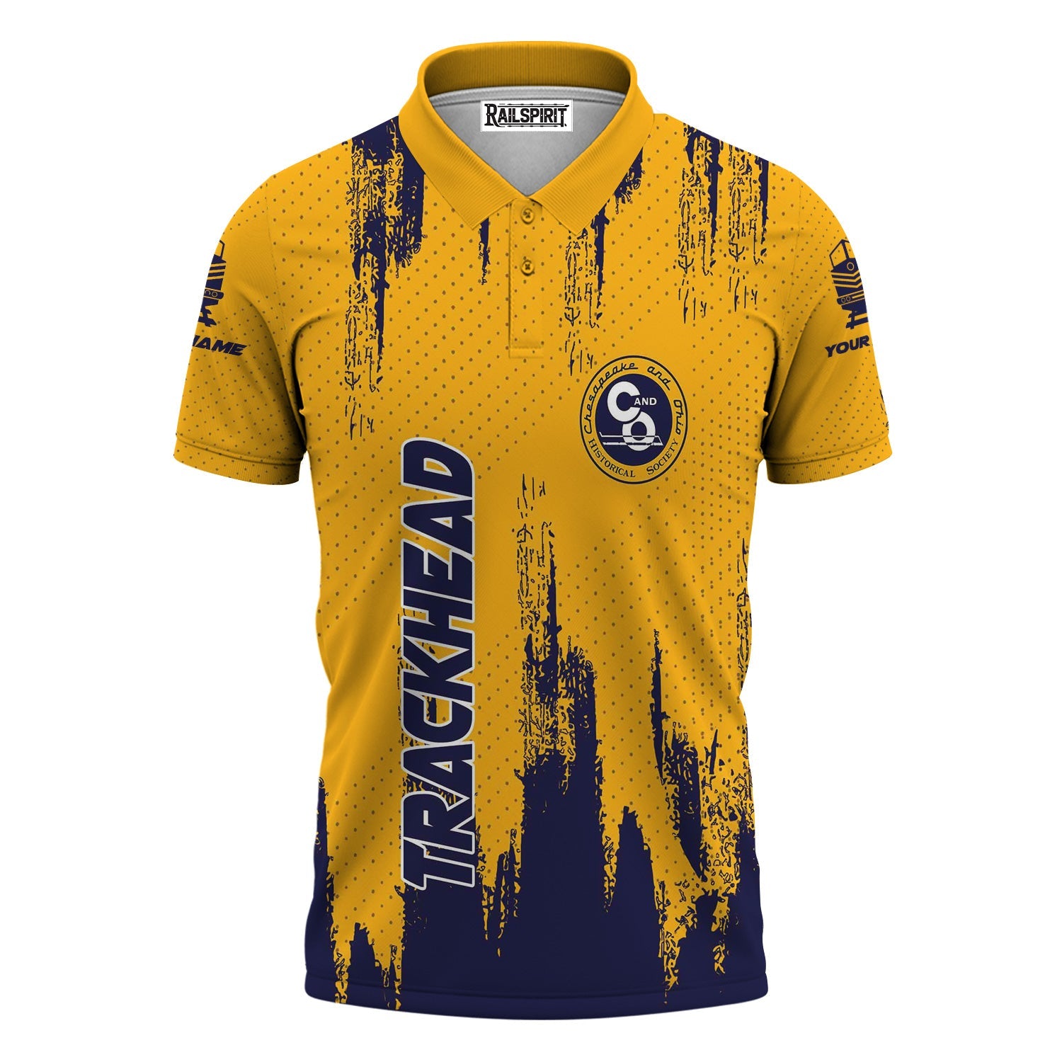 Railspirit Personalized Chesapeake and Ohio Railway Polo Shirt Paint Impact Design C&O Train Shirt for Trackhead