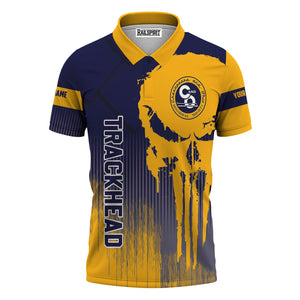 Railspirit Personalized Chesapeake and Ohio Railway Polo Shirt Skull Design with Custom Job C&O Train Shirt for Trackhead Crew