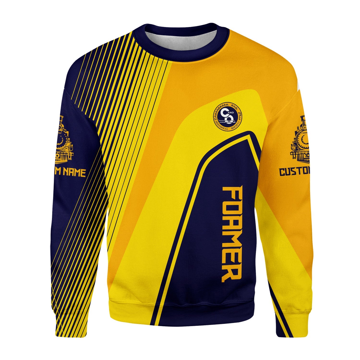 Railspirit Personalized Chesapeake and Ohio Railway Sweatshirt Vibrant Striking Style C&O Shirt For Rail Enthusiasts