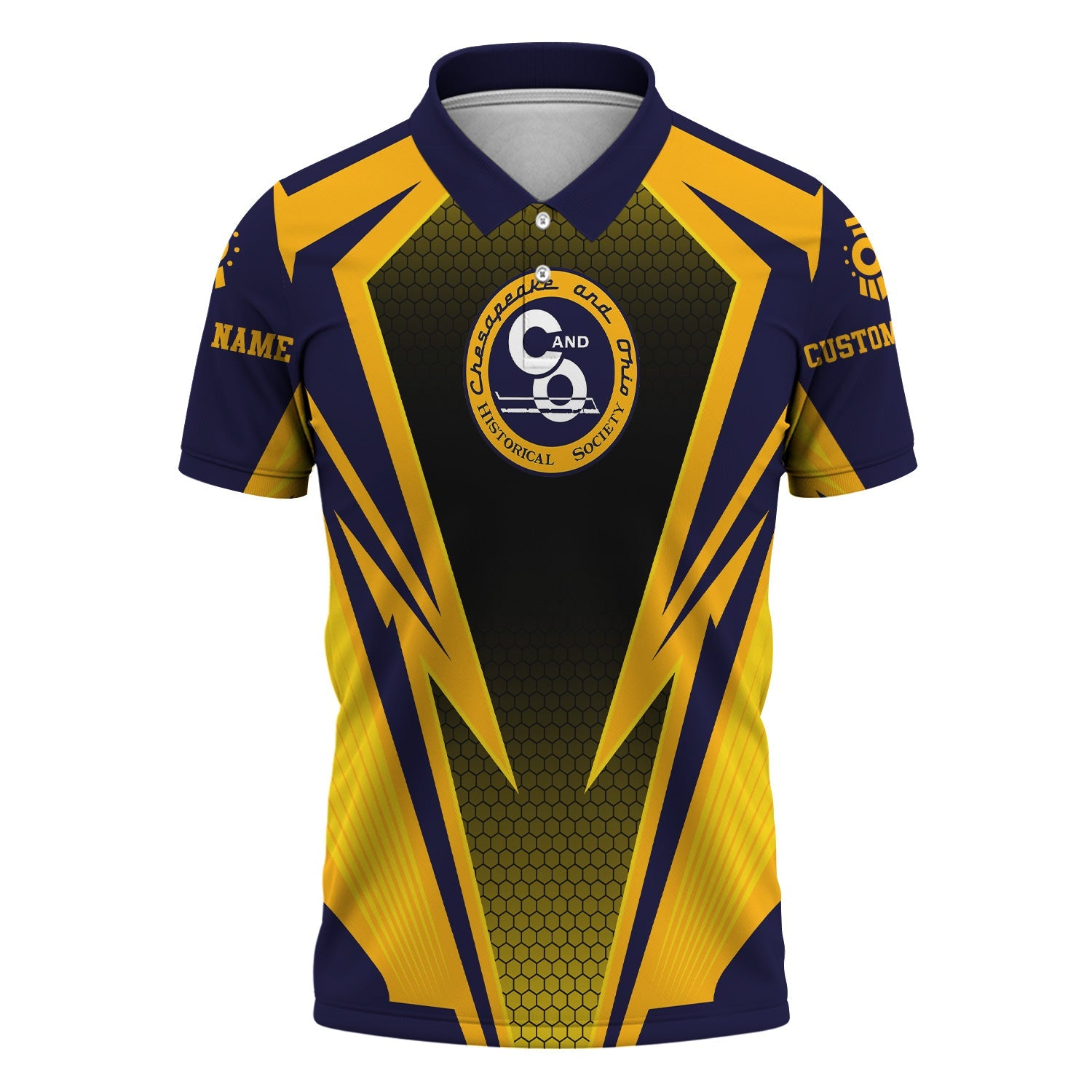 Railspirit Personalized Chesapeake and Ohio Railway Polo Shirt Lightning Graphic Style C&O Shirt Gift Idea For Train Lover