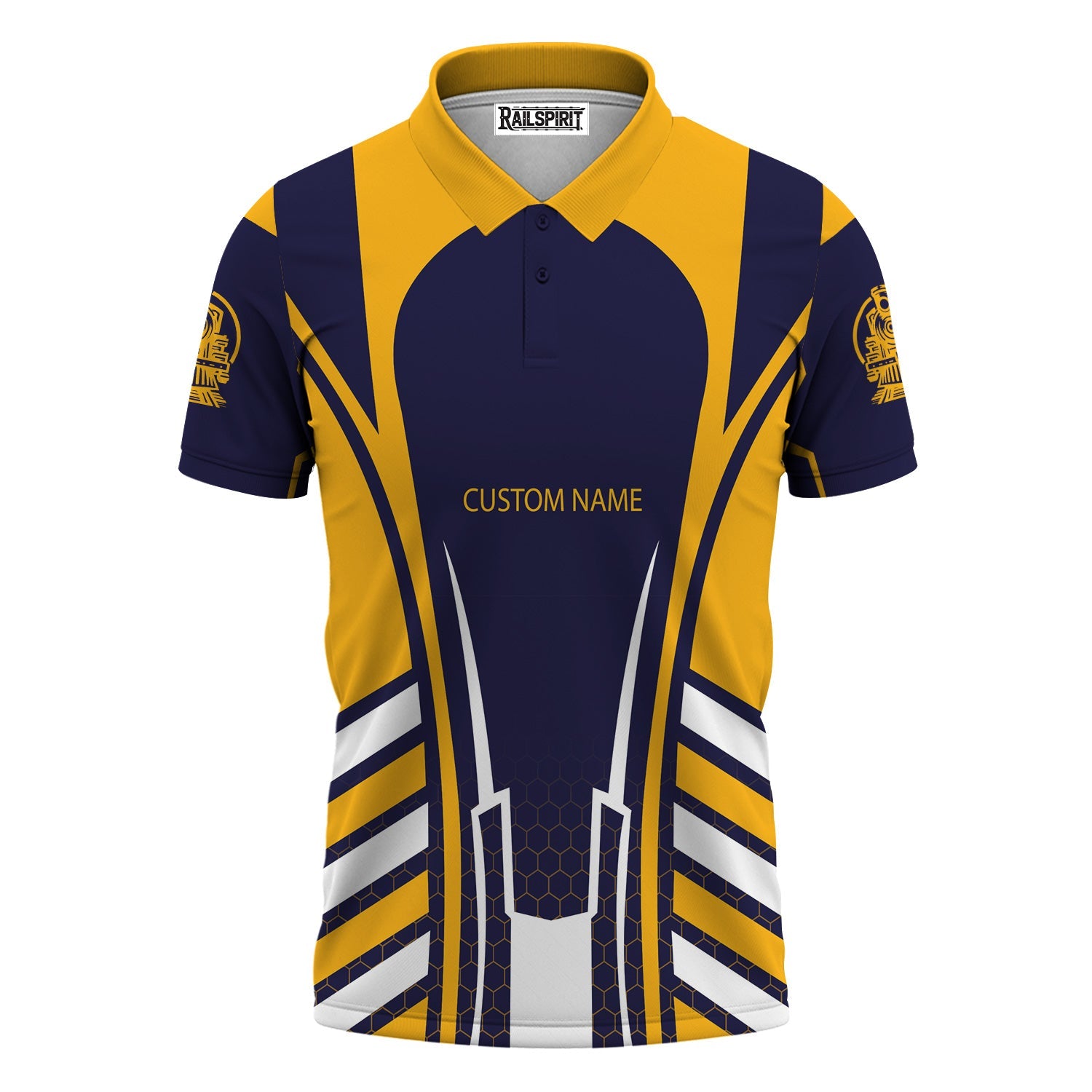 Railspirit Personalized Chesapeake and Ohio Railway Polo Shirt Striped Railroad Style C&O Train Shirt All Over Print