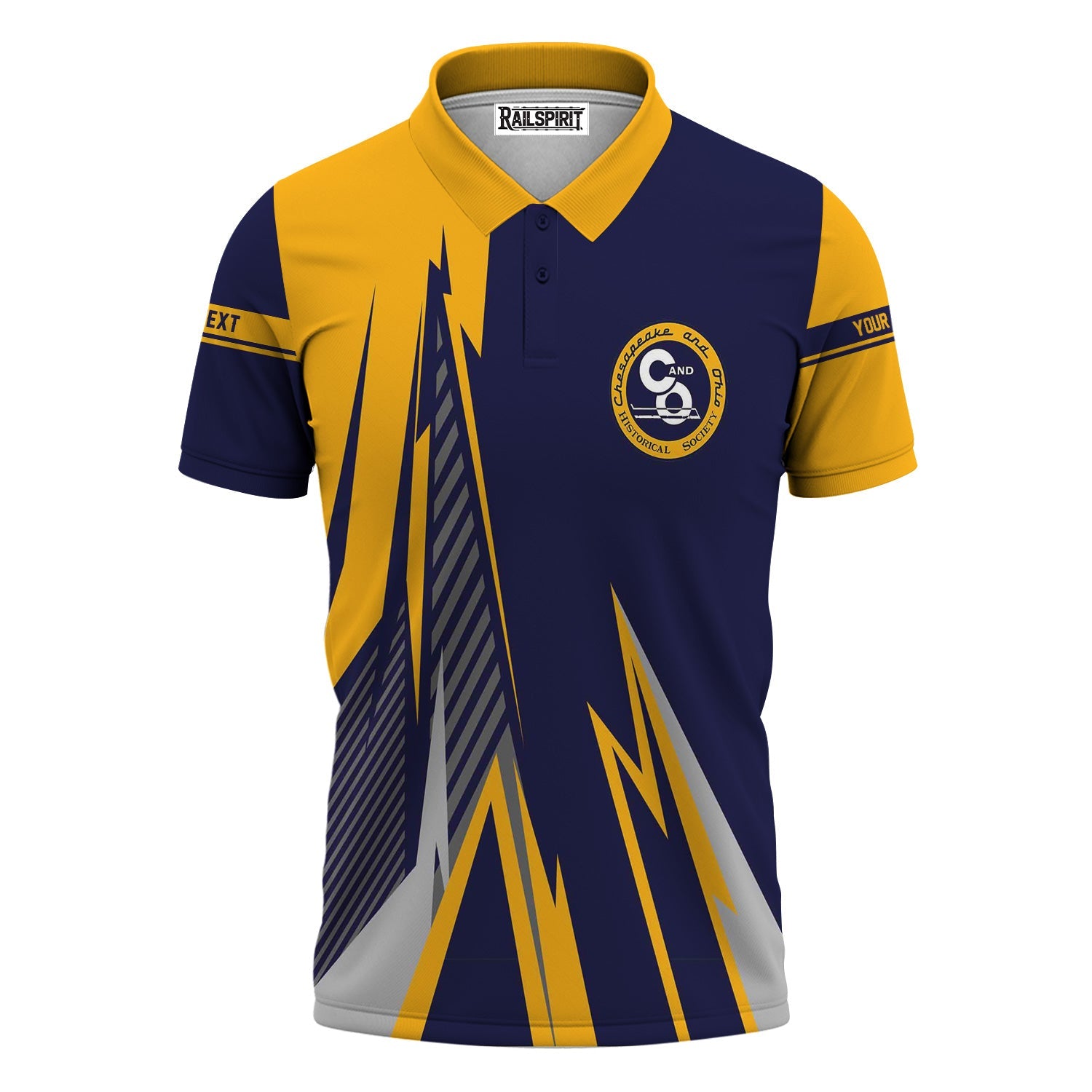 Railspirit Personalized Chesapeake and Ohio Railway Polo Shirt Lightning-Inspired Railway Style C&O Shirt For Train Lovers