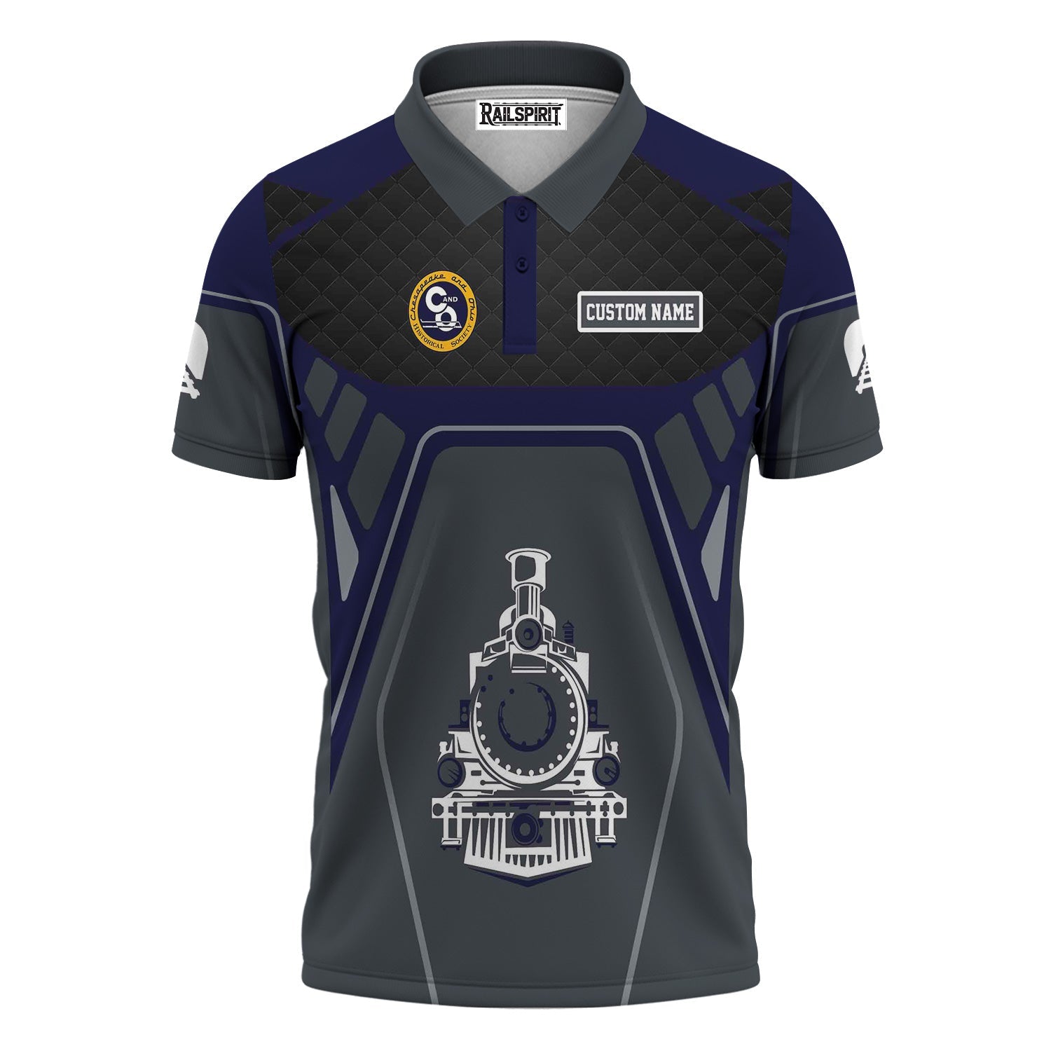 Railspirit Personalized Chesapeake and Ohio Railway Polo Shirt Steam Locomotive Engine Graphic C&O Train Shirt All Over Print