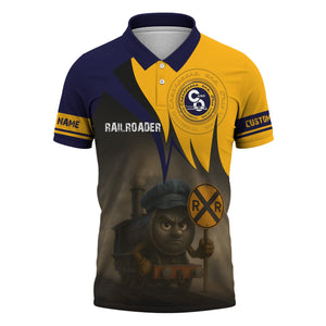 Railspirit Personalized Chesapeake and Ohio Railway Polo Shirt Angry Train C&O Polo Shirt Gift Idea For Train Lover