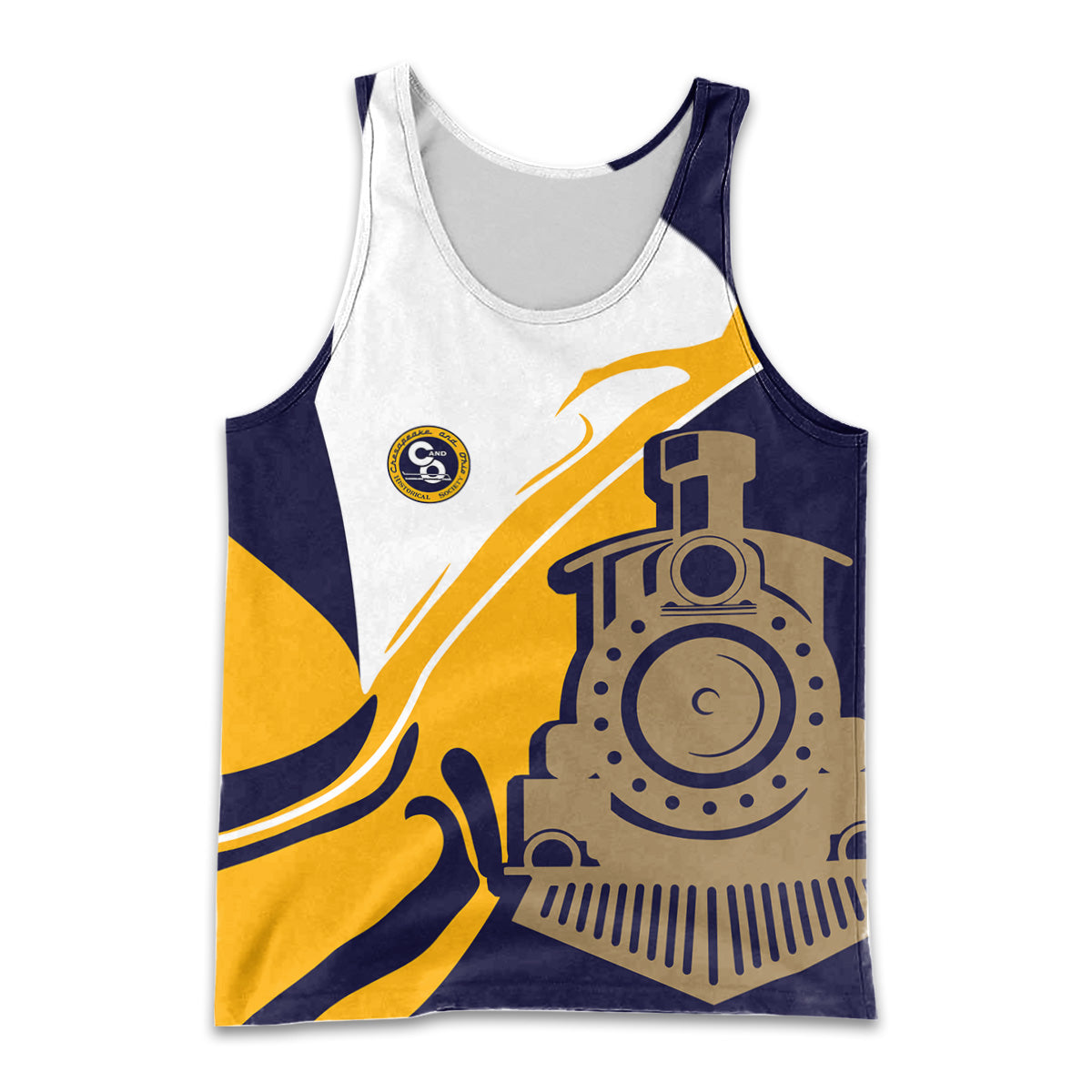 Railspirit Personalized Chesapeake and Ohio Railway Men Tank Top Flame-Inspired Style C&O Shirt Gift Idea For Train Lovers