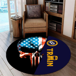 Railspirit Chesapeake and Ohio Railway Round Mat Train Skull American Flag Style C&O Mat All Over Print