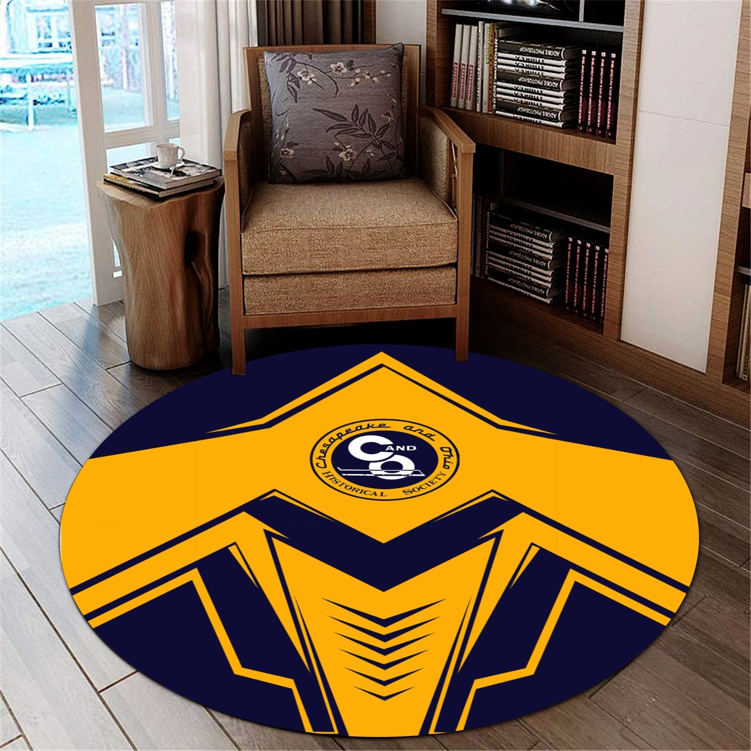 Railspirit Chesapeake and Ohio Railway Round Mat Railway Trainspotter Style C&O Mat Gift Idea For Foamers