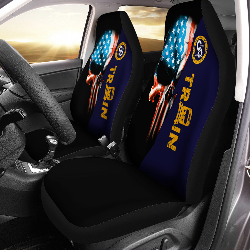 Railspirit Chesapeake and Ohio Railway Car Seat Cover Train Skull American Flag Style C&O Seat Cover