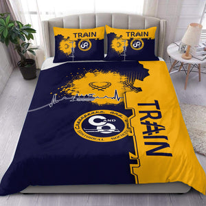 Railspirit Chesapeake and Ohio Railway Bedding Set Engine Heartbeat and Track Love Style C&O Bedding Set Gift Idea For Train Lovers