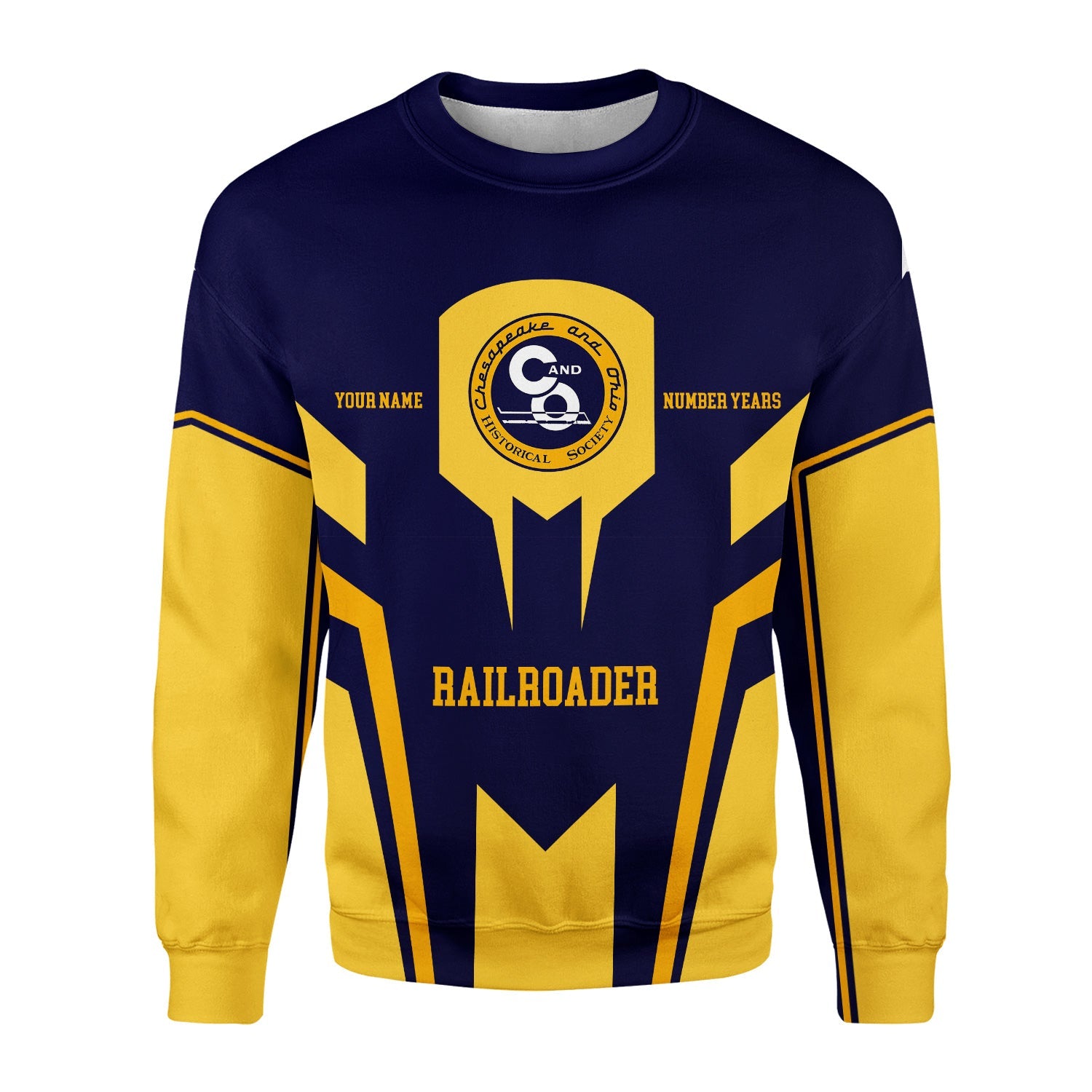 Railspirit Personalized Chesapeake and Ohio Railway Sweatshirt Custom Year Railroader C&O Shirt Gift Idea For Train Lover