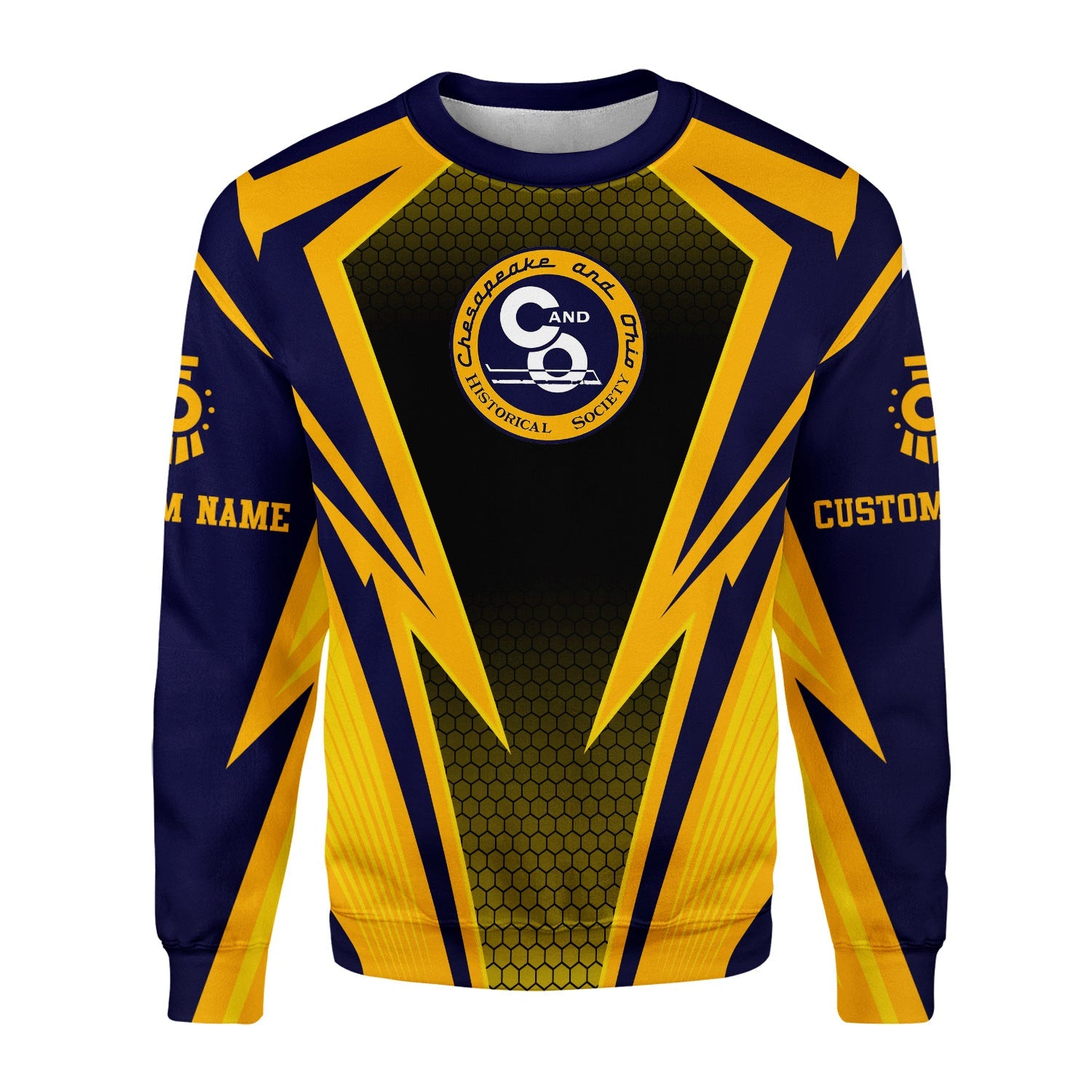 Railspirit Personalized Chesapeake and Ohio Railway Sweatshirt Lightning Graphic Style C&O Shirt Gift Idea For Train Lover