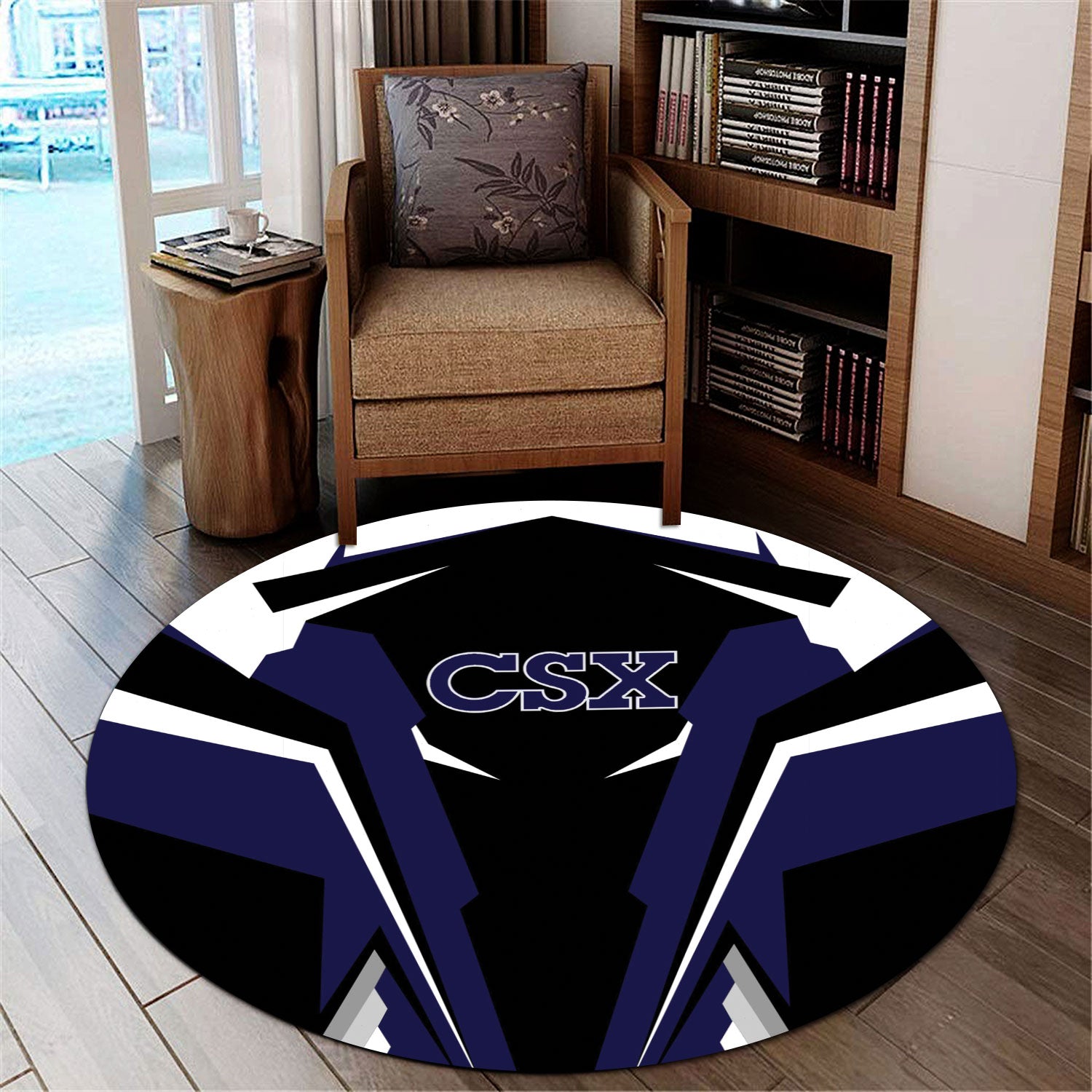 Railspirit CSX Transportation Railroad Round Mat Strong Line Style Rug All Over Print