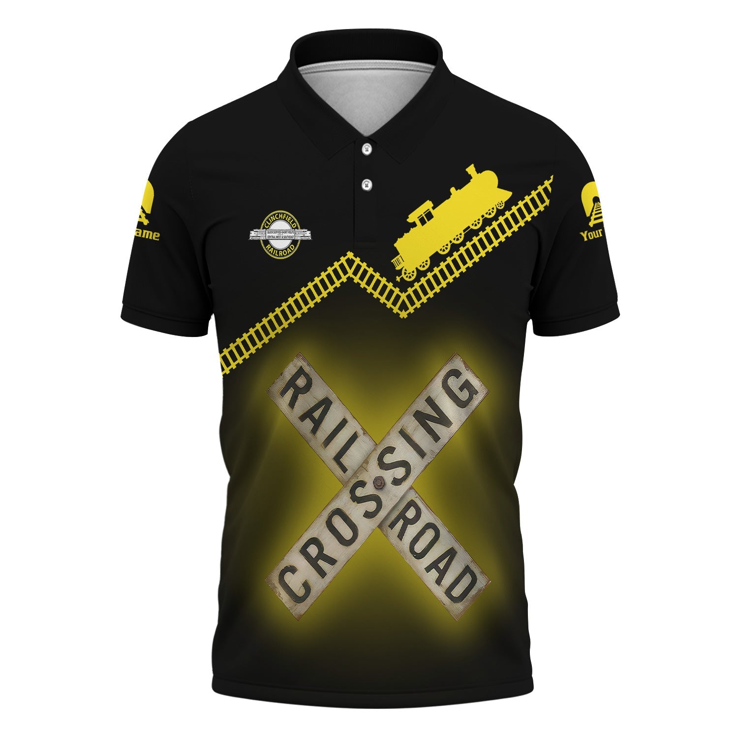 Railspirit Personalized Clinchfield Railroad Polo Shirt Railroad Crossing Printed Train Track Shirt