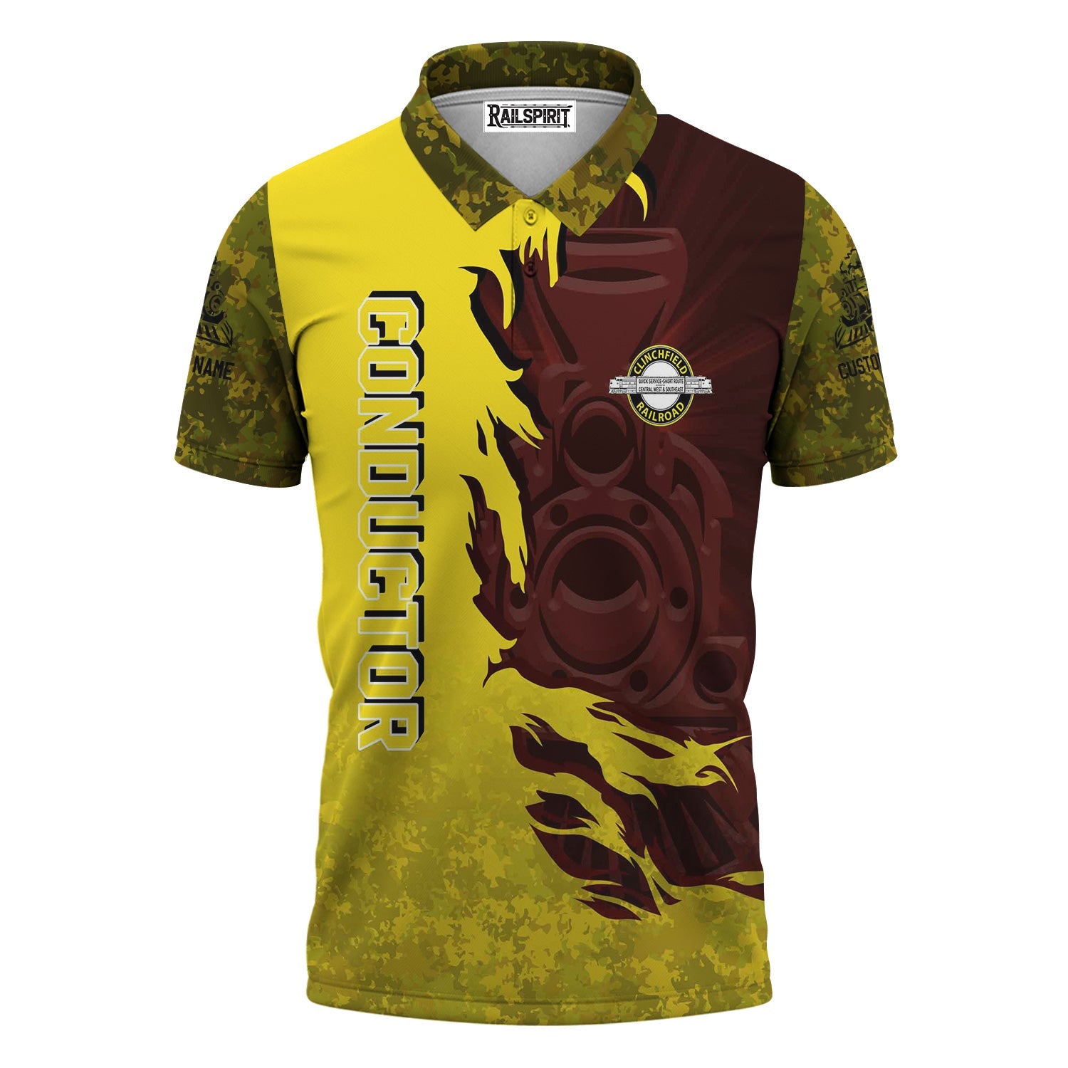 Railspirit Personalized Clinchfield Railroad Polo Shirt Blazing Style with Custom Position Train Shirt