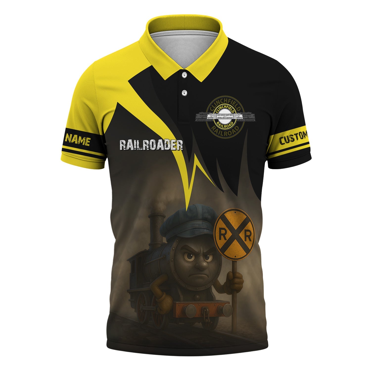 Railspirit Personalized Clinchfield Railroad Polo Shirt Angry Train Polo Shirt Gift Idea For Train Lover