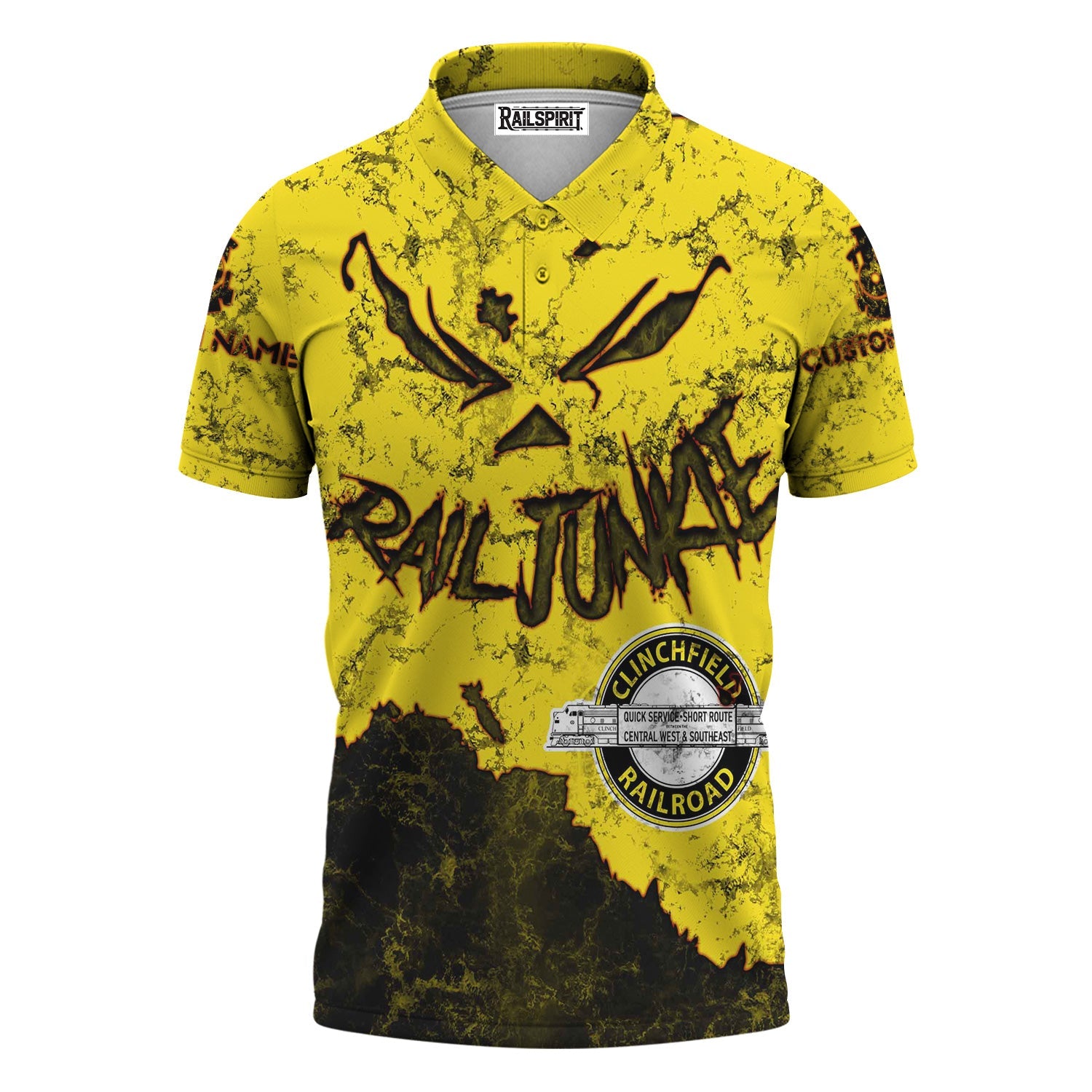 Railspirit Personalized Clinchfield Railroad Polo Shirt Torn Graphic Style Train Shirt For Rail Junkie
