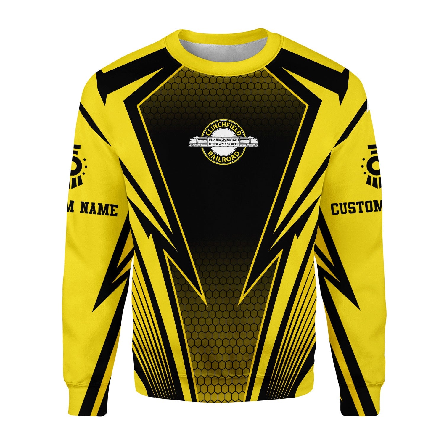 Railspirit Personalized Clinchfield Railroad Sweatshirt Lightning Graphic Style Shirt Gift Idea For Train Lover