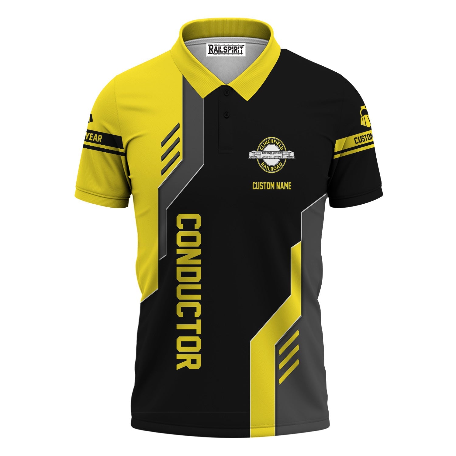 Railspirit Personalized Clinchfield Railroad Polo Shirt Unique Railway Style with Custom Job Train Shirt