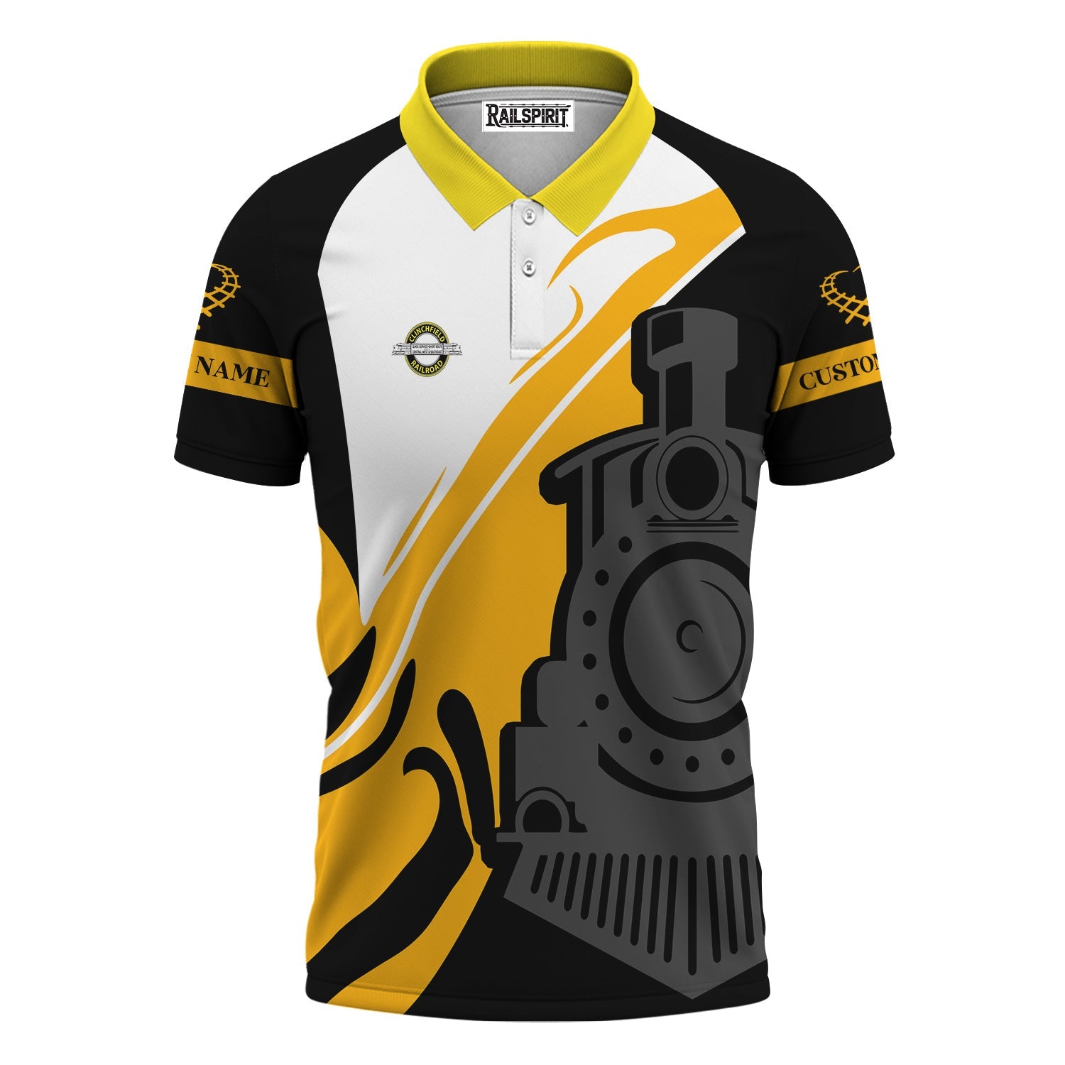 Railspirit Personalized Clinchfield Railroad Polo Shirt Flame-Inspired Style Shirt Gift Idea For Train Lovers