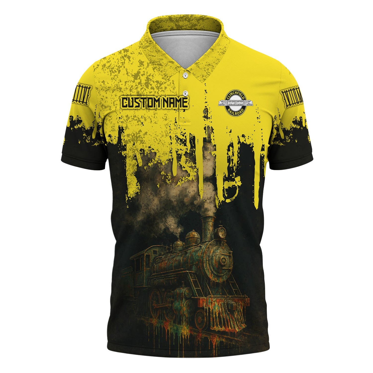 Railspirit Personalized Clinchfield Railroad Polo Shirt Vintage Train Art Style Shirt For Locomotive Fans