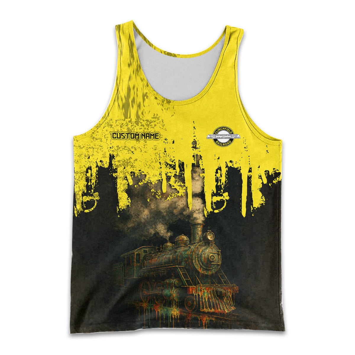 Railspirit Personalized Clinchfield Railroad Men Tank Top Vintage Train Art Style Shirt For Locomotive Fans
