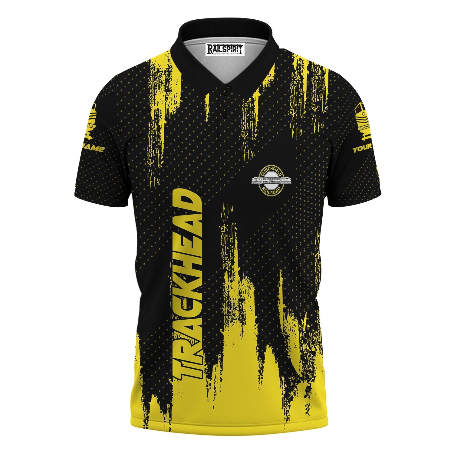Railspirit Personalized Clinchfield Railroad Polo Shirt Paint Impact Design Train Shirt for Trackhead