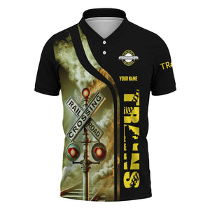 Railspirit Personalized Clinchfield Railroad Polo Shirt Crossing Railroad Sign American Locomotive Train Shirt All Over Print