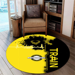 Railspirit Clinchfield Railroad Round Mat Engine Heartbeat and Track Love Style Mat Gift Idea For Train Lovers