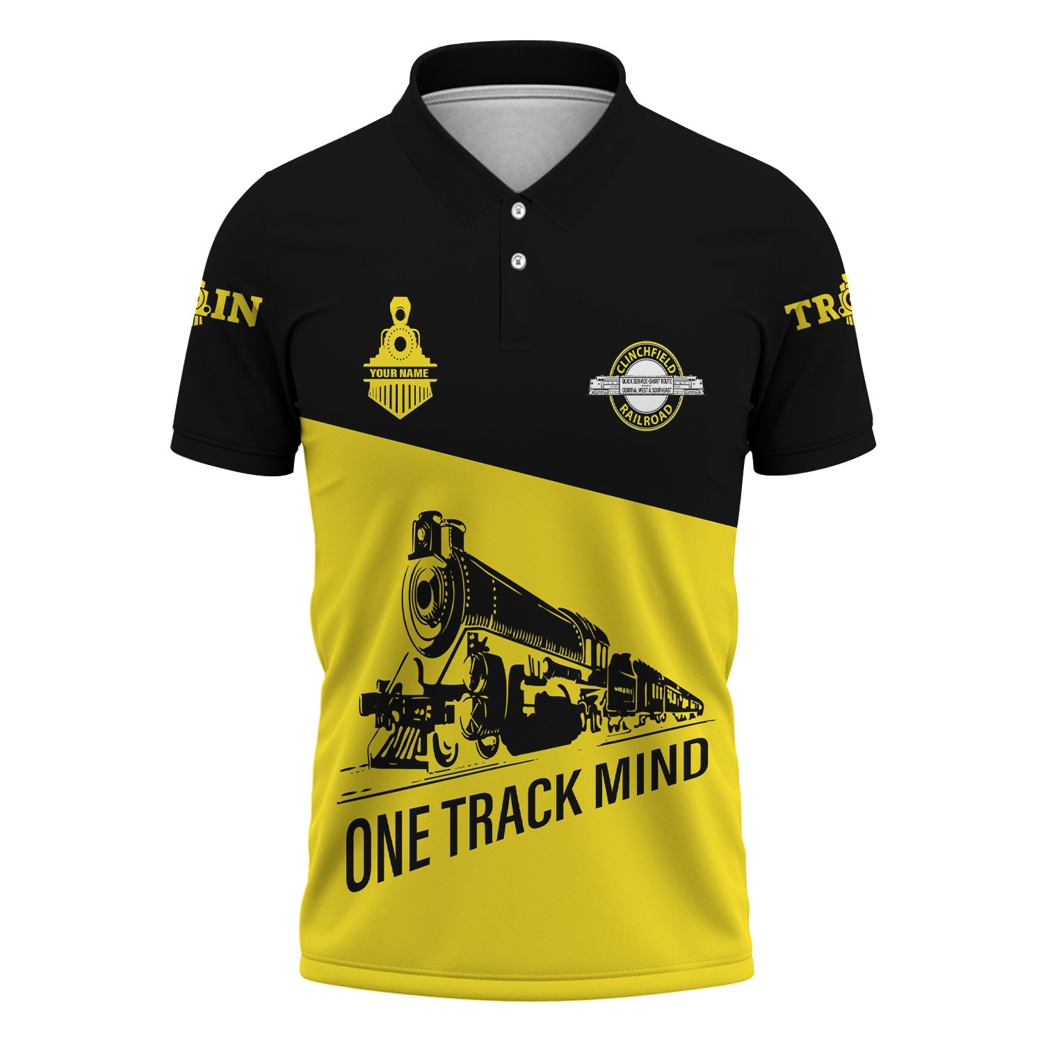 Railspirit Personalized Clinchfield Railroad Polo Shirt One Track Mind Unisex Train Shirt Gift Idea For Train Lover