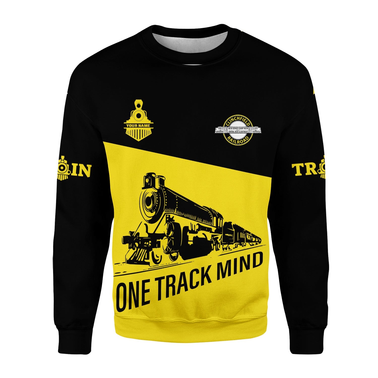 Railspirit Personalized Clinchfield Railroad Sweatshirt One Track Mind Train Sweater Gift Idea For Train Lover
