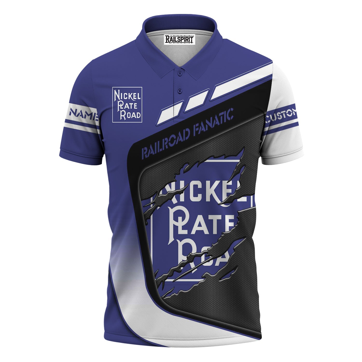 Railspirit Personalized New York, Chicago and St. Louis Railroad Polo Shirt Ripped Texture Style Nickel Plate Road Train Shirt For Railroad Fanatic