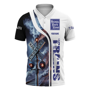 Railspirit Personalized New York, Chicago and St. Louis Railroad Polo Shirt Crossing Railroad Sign American Locomotive Train Shirt All Over Print