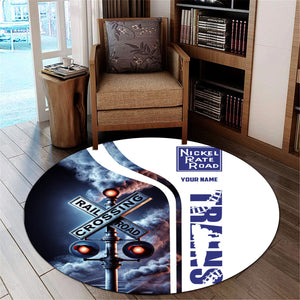 Railspirit Personalized New York, Chicago and St. Louis Railroad Round Mat Railroad Crossing Sign Nickel Plate Road Mat All Over Print