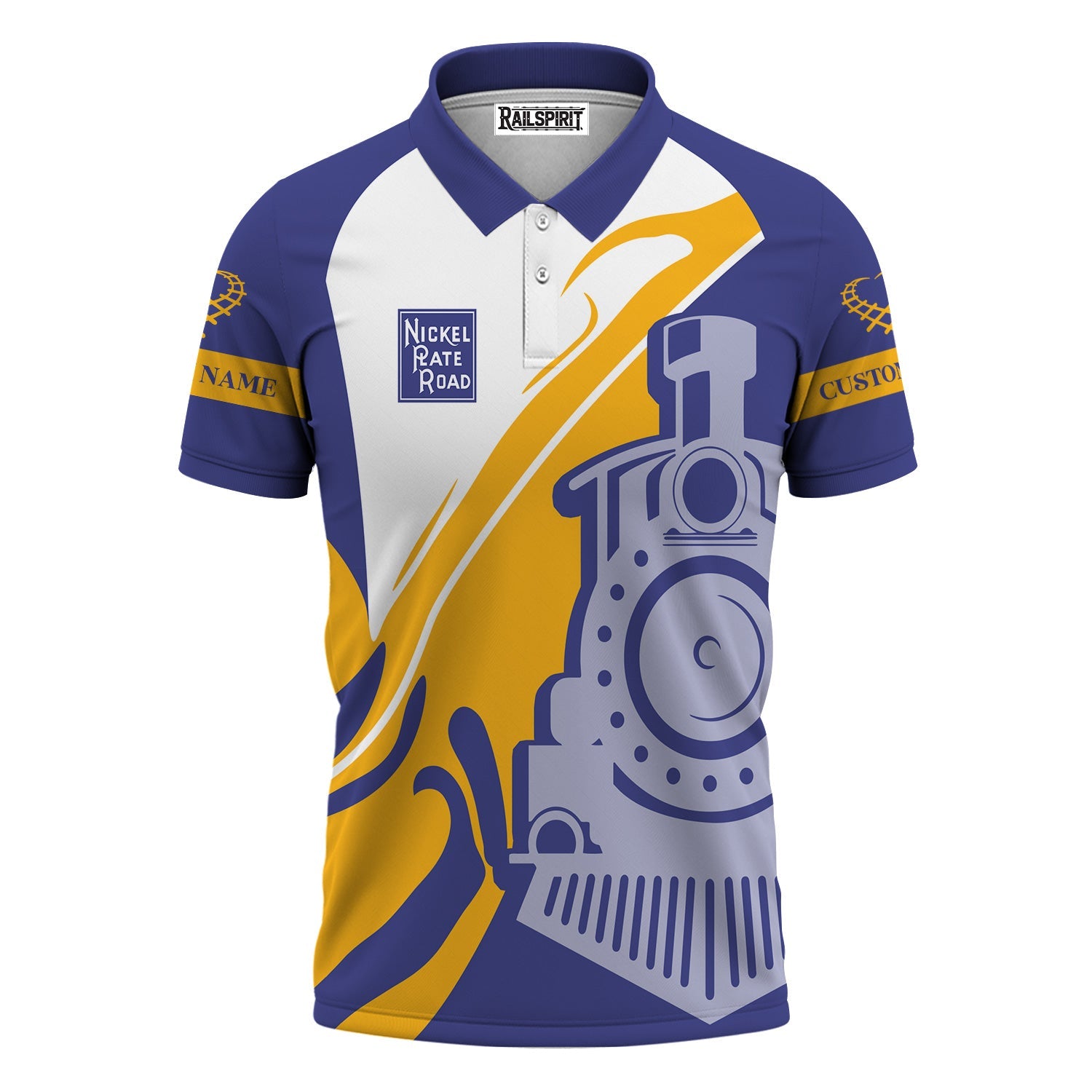 Railspirit Personalized New York, Chicago and St. Louis Railroad Polo Shirt Flame-Inspired Style Nickel Plate Road Shirt Gift Idea For Train Lovers