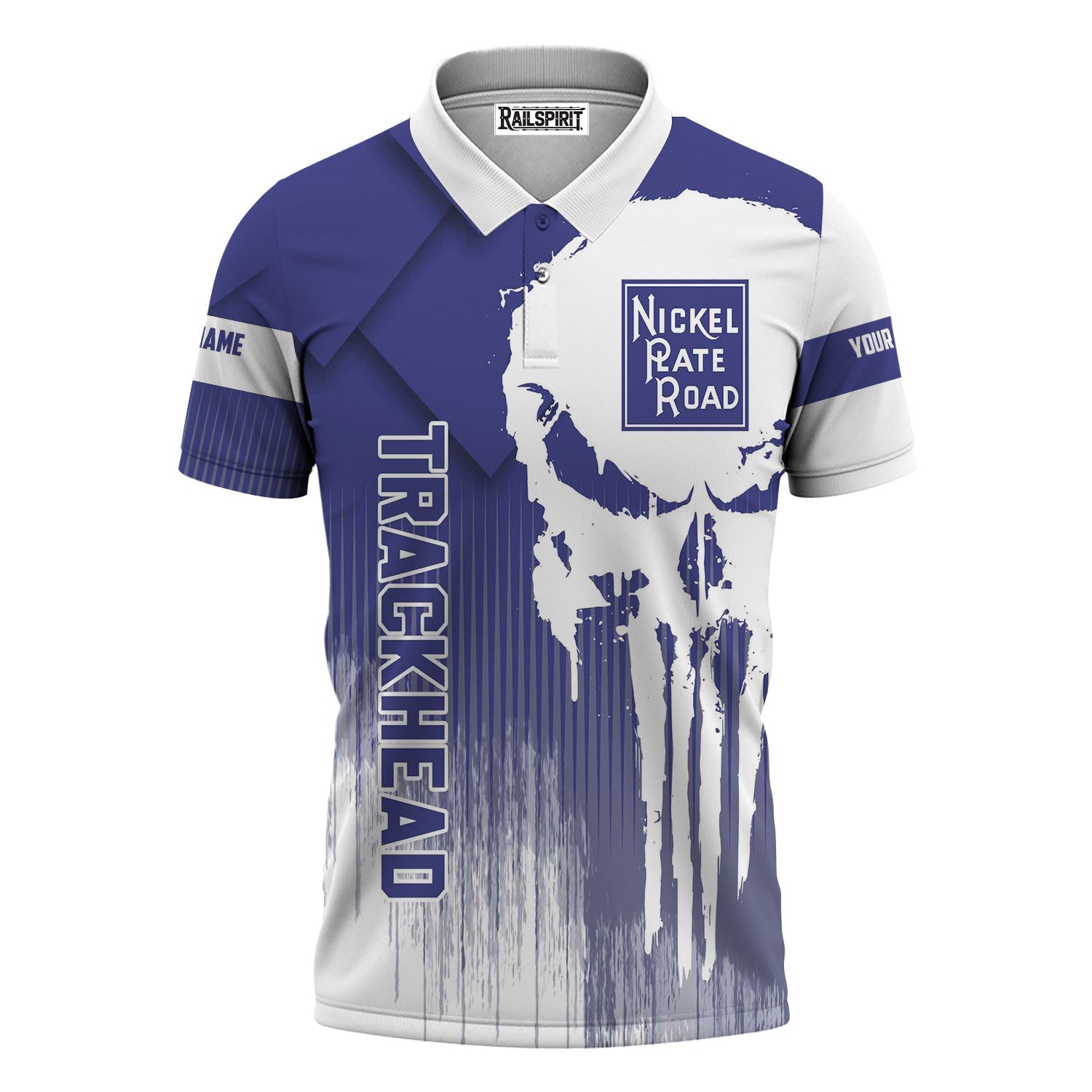Railspirit Personalized New York, Chicago and St. Louis Railroad Polo Shirt Skull Design with Custom Job Nickel Plate Road Train Shirt