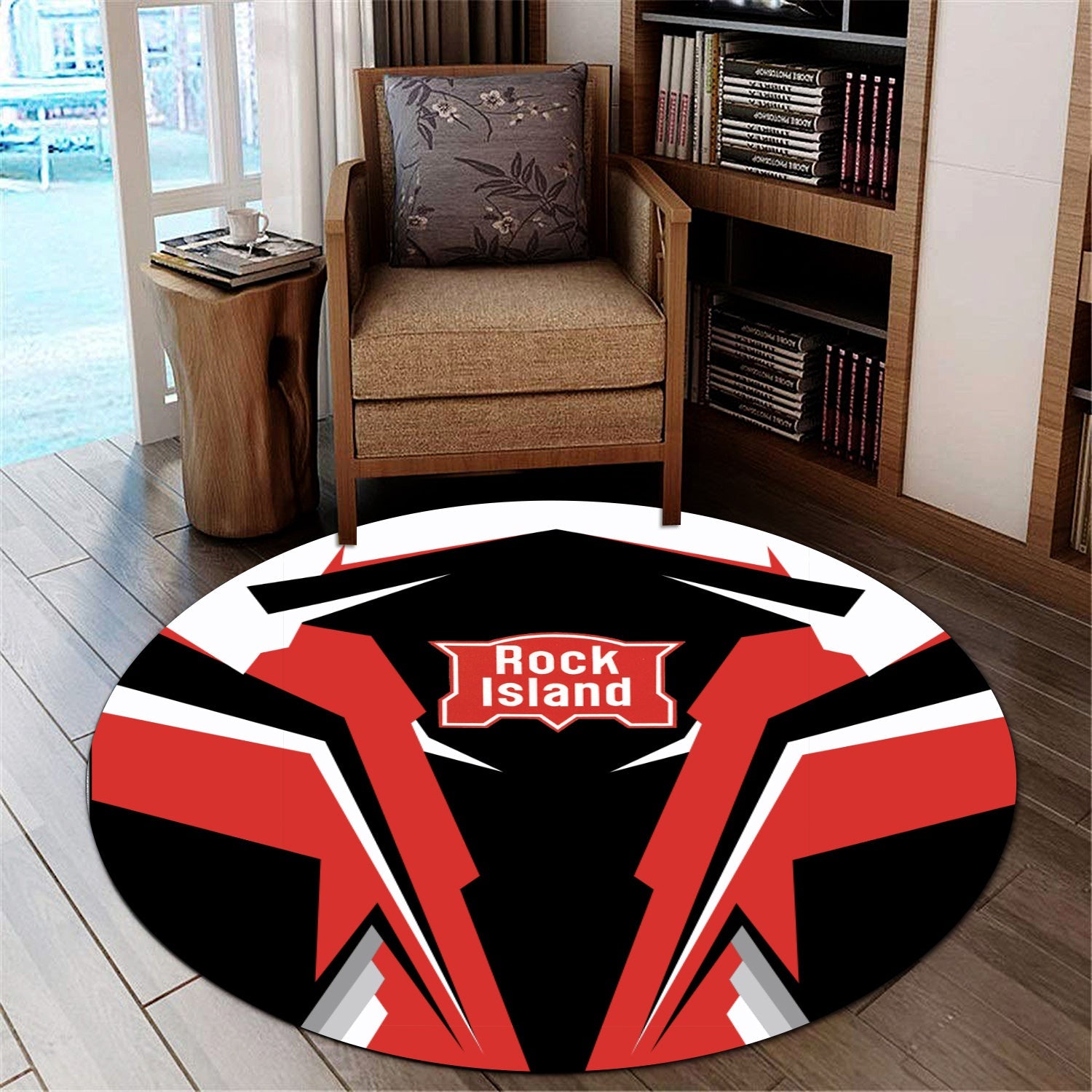 Railspirit Chicago, Rock Island and Pacific Railroad Round Mat Strong Line Style Rock Island Railroad Mat All Over Print