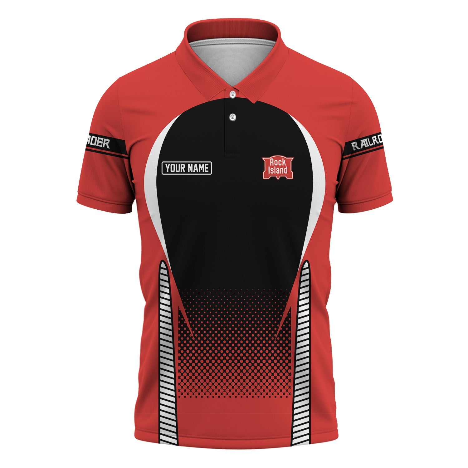 Railspirit Personalized Chicago, Rock Island and Pacific Railroad Polo Shirt Stress Is Caused By Not Having Enough Trains Rock Island Railroad Shirt All Over Print