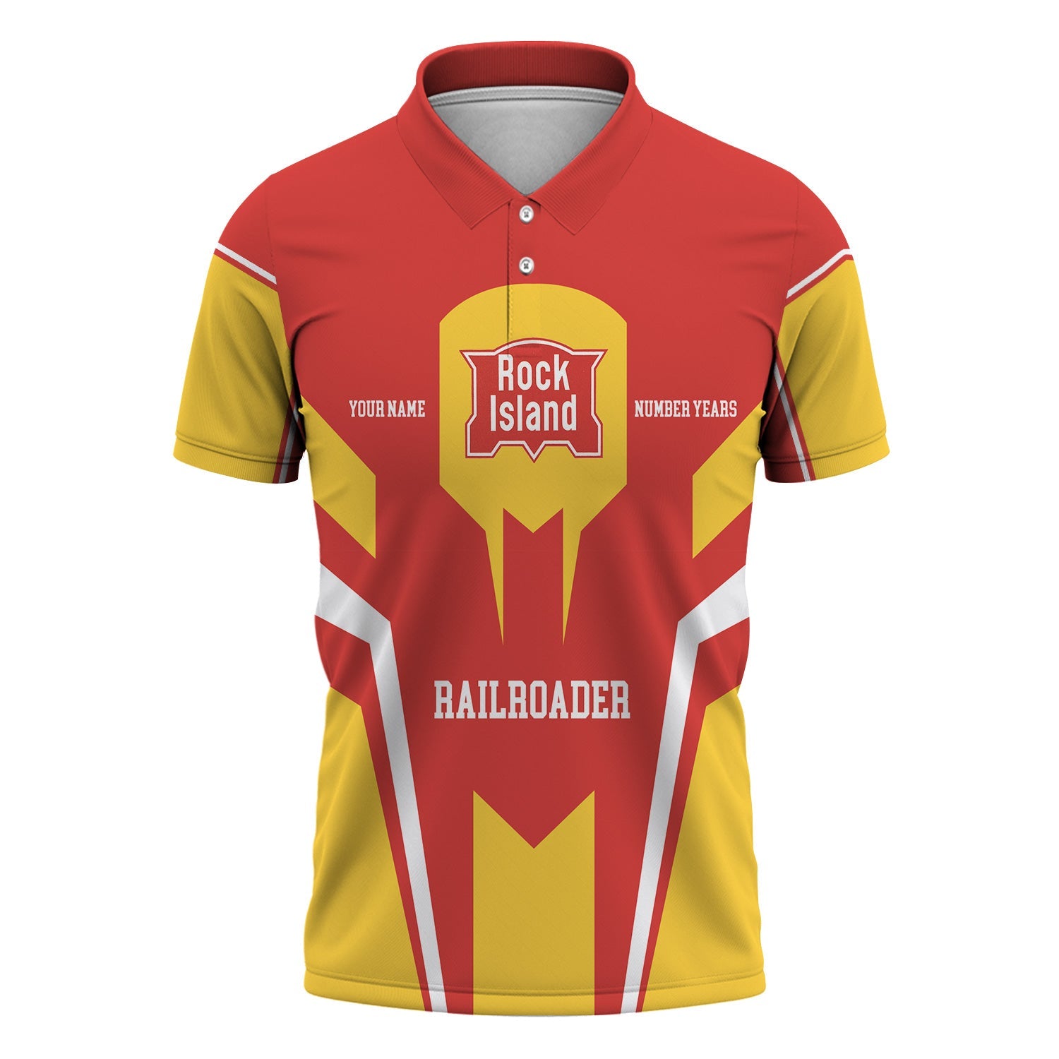 Railspirit Personalized Chicago, Rock Island and Pacific Railroad Polo Shirt Custom Year Railroader Rock Island Railroad Shirt Gift For Train Lover