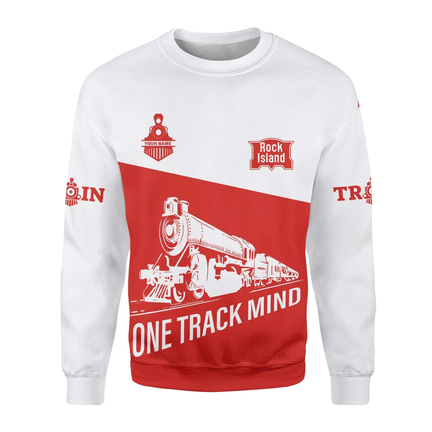 Railspirit Personalized Chicago, Rock Island and Pacific Railroad Sweatshirt One Track Mind Rock Island Railroad Train Sweater Gift Idea For Train Lover