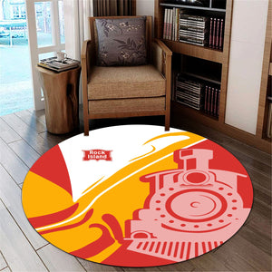 Railspirit Chicago, Rock Island and Pacific Railroad Round Mat Flame-Inspired Style Rock Island Railroad Mat Gift Idea For Train Lovers
