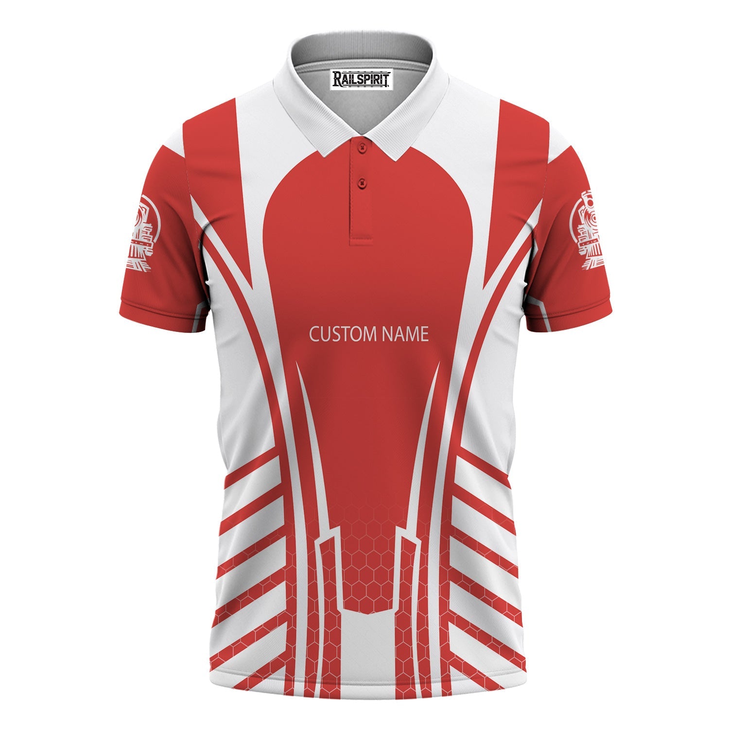 Railspirit Personalized Chicago, Rock Island and Pacific Railroad Polo Shirt Striped Railroad Style Rock Island Railroad Train Shirt All Over Print