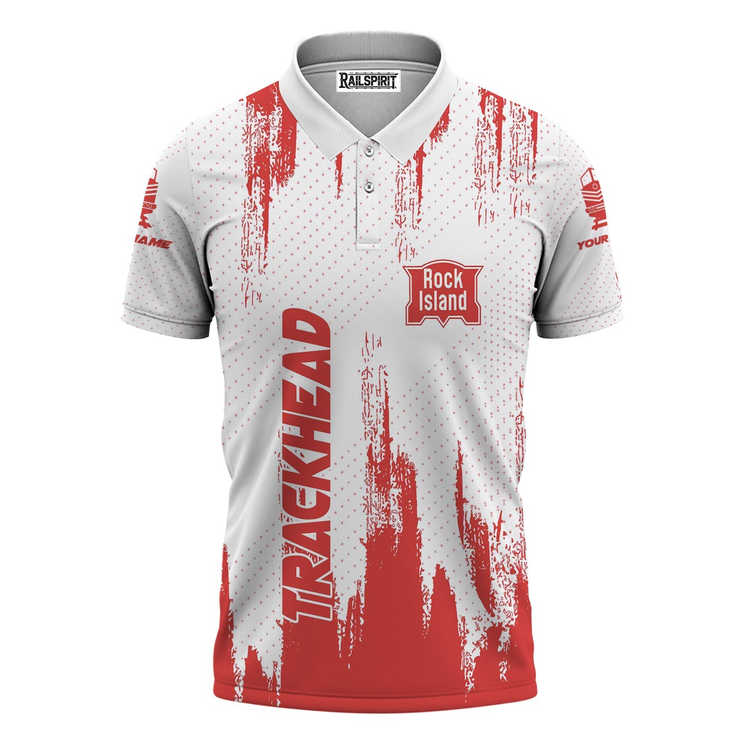 Railspirit Personalized Chicago, Rock Island and Pacific Railroad Polo Shirt Paint Impact Design Rock Island Railroad Train Shirt for Trackhead