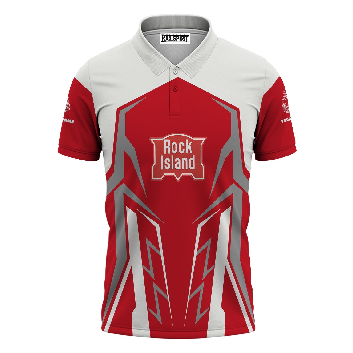 Railspirit Personalized Chicago, Rock Island and Pacific Railroad Polo Shirt Futuristic Design with Custom Job Rock Island Railroad Train Shirt