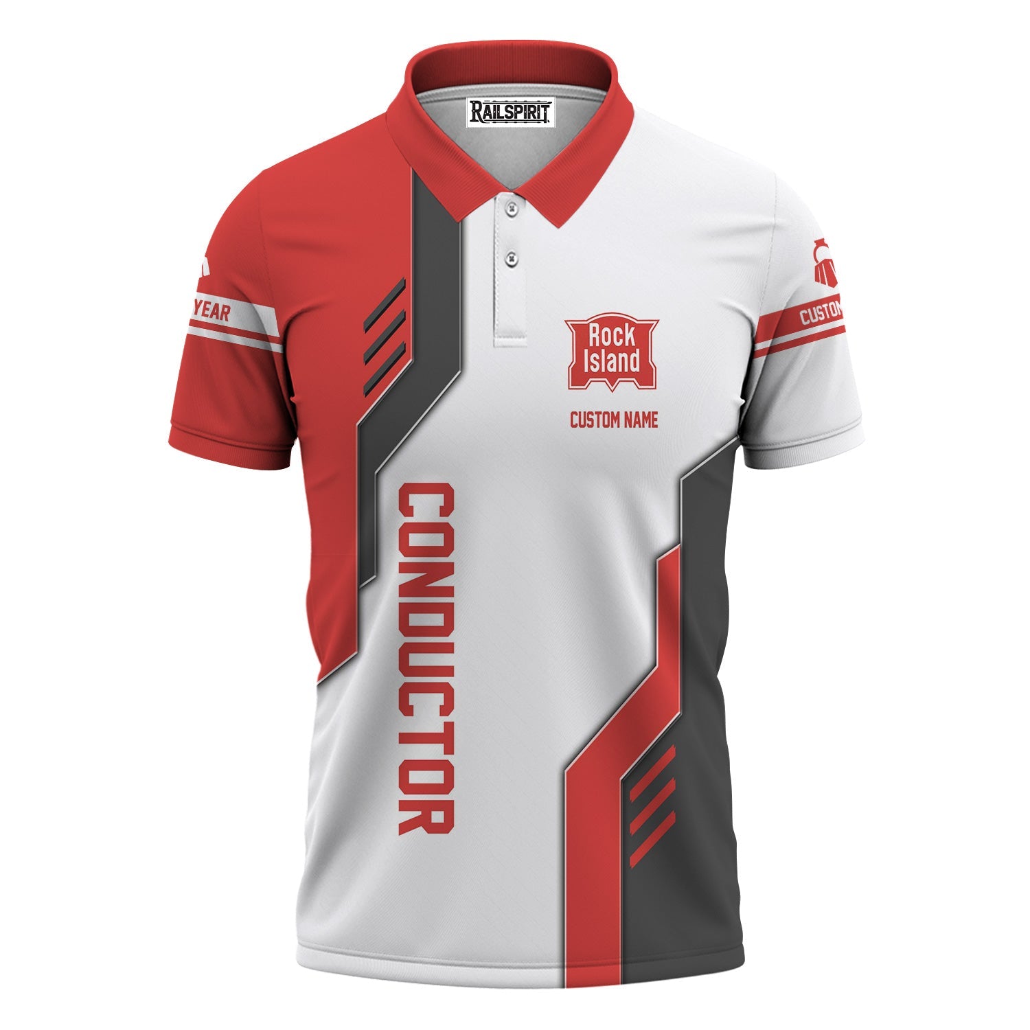 Railspirit Personalized Chicago, Rock Island and Pacific Railroad Polo Shirt Unique Railway Style with Custom Job Rock Island Railroad Train Shirt